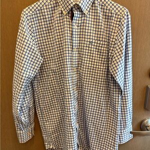 Southern Tide Blue and White Gingham Classic Fit Men's Shirt - Size S